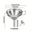 thumbnail image 4 of Small Stainless Steel Kitchen Funnel Set with Removable Strainer & Cleaning Brush - 304 Metal Funnel for Transferring Oil, Juice & Wine, 5.1 Inch, 4 of 9