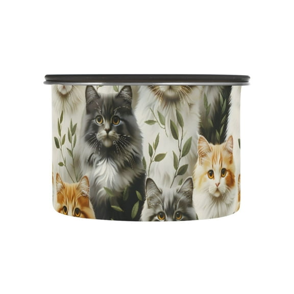 Fluffy Cats Kitten Airtight Coffee Bean Canister 500 ml Food Storage Containers with Lids For Gournd, Tea, Sugar, Flour, Rice, Cereal, Candy Cookie Jar
