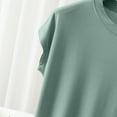 thumbnail image 6 of Guluxicc Womens Tees Crewneck Short Sleeve Casual T-Shirts Solid Color Pullover Tops, Green, 2XL, 6 of 9