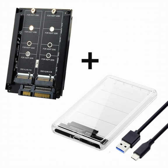 FVH Dual NGFF B M-Key M.2 SSD Card JBOD Raid0 Span Bridge to USB3.0 Type-C USB-C 2.5inch SATA Combo Enclosure