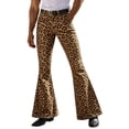 thumbnail image 4 of VeFlora Mens Bell Bottoms, Cheetah Print Bell Pants for men, 60s 70s Disco Outfits for Men Vintage Flared Jeans(Gold/S), 4 of 6