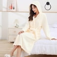 thumbnail image 3 of FNFFH Womens Hooded Fleece Robe Super Soft Absorbent Spa Bathrobe Cozy Warm Thick Housecoat with Pockets, 3 of 6