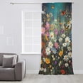 thumbnail image 3 of Spring Floral Semi Sheer Curtains Drapes for Living Room,Bedroom,French Doors Window 45 Inches Long,Colorful Daisy Summer Botanical Butterfly Rod Pocket Chiffon Curtain Drapery Voile Draperies Panel, 3 of 6