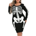 thumbnail image 4 of HDE Plus Size Skeleton Dress Stretchy Long Sleeve Halloween Costume 2X, 4 of 6
