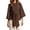 Brown, variant on Women's Solid Color 3/4 Sleeve Tee, Tie Waist Belted Casual Polyester Blouse for Vacation & Work Office Wear, 1PC, XS-L