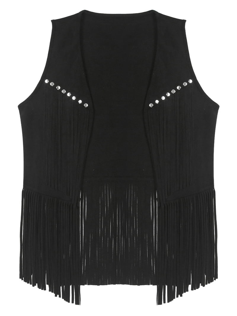 TiaoBug Men's Western Cowboy Vest Fringe Hippie Tank Top