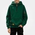 thumbnail image 2 of Piuwrlz Boys Hoodies Pullover with Pockets Hood Zipper Warm Casual Sweatshirts Green Size 8 Years, 2 of 10