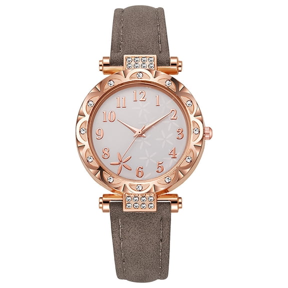 Resicozy Watch for Women Round Dial Dress Watches Elegant Comfortable Casual Wristwatch with Leather Strap Gray