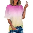 thumbnail image 2 of Dezsed Tie Dye T Shirts for Women Plus Size Summer Funny Print Short Sleeve Tops Round Neck Casual Blouse Khaki L, 2 of 7