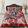 thumbnail image 1 of Artística Flor Paisley Rojo Funda Nórdica, Estética Habitación Decoración Juego de Cama, 1 of 4