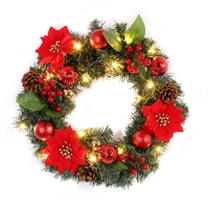 LED Christmas Wreath, Christmas Garland Outdoor Lighted Pine, Christmas Holiday Decoration Indoor