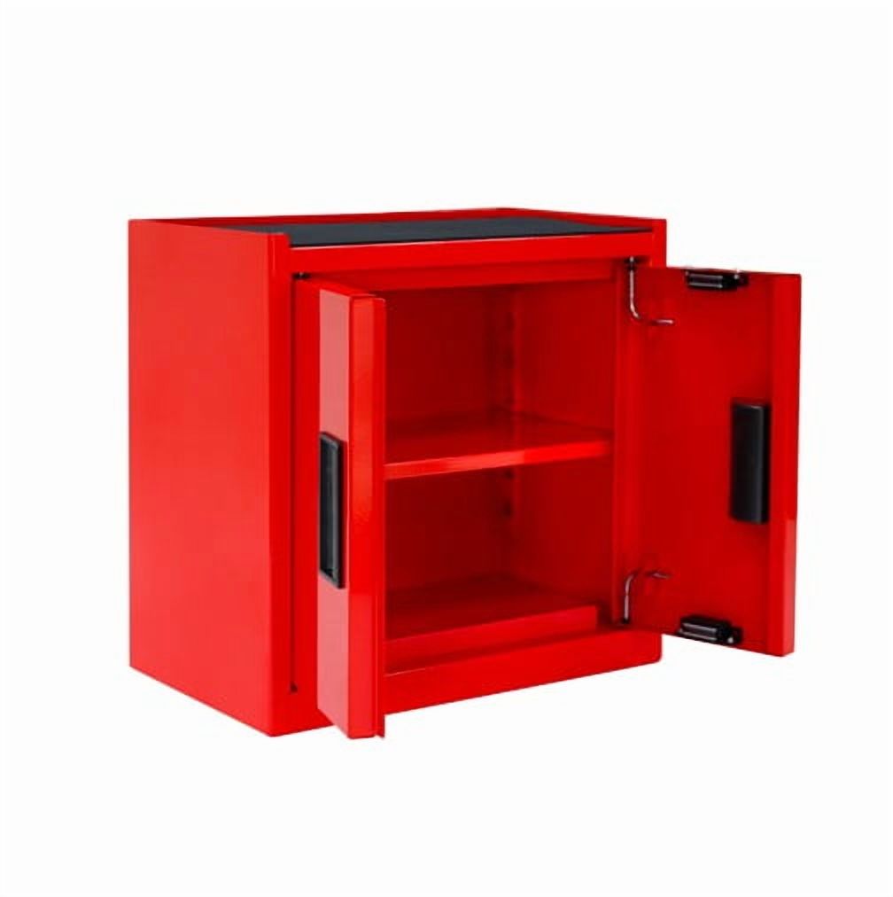Hyper Tough Mini Tool Cabinet, 11.6-Inch Steel Storage, Red, Double Doors, Non-Slip Top Mat