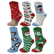 Different Touch 6 Pairs Pack Women Christmas Holidays Soft Non Skid Slipper Socks