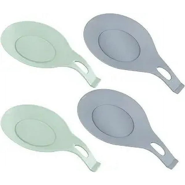Zhuge Juego de 4 soportes para cucharas y espátulas de silicona resistentes al calor, juego de 4 herramientas de cocina, verde claro x 2, gris x 2