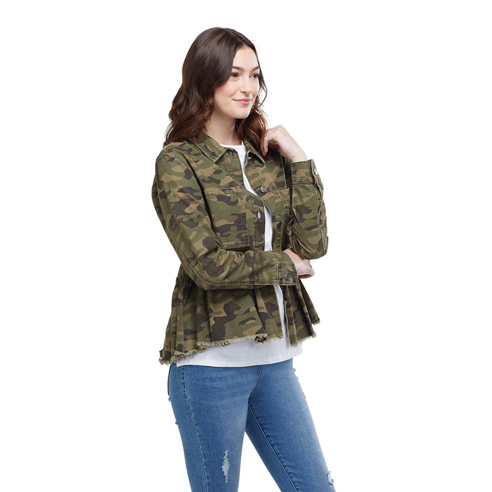 Mud Pie Mud Pie Banks Denim Jacket Green Camo size Small Walmart