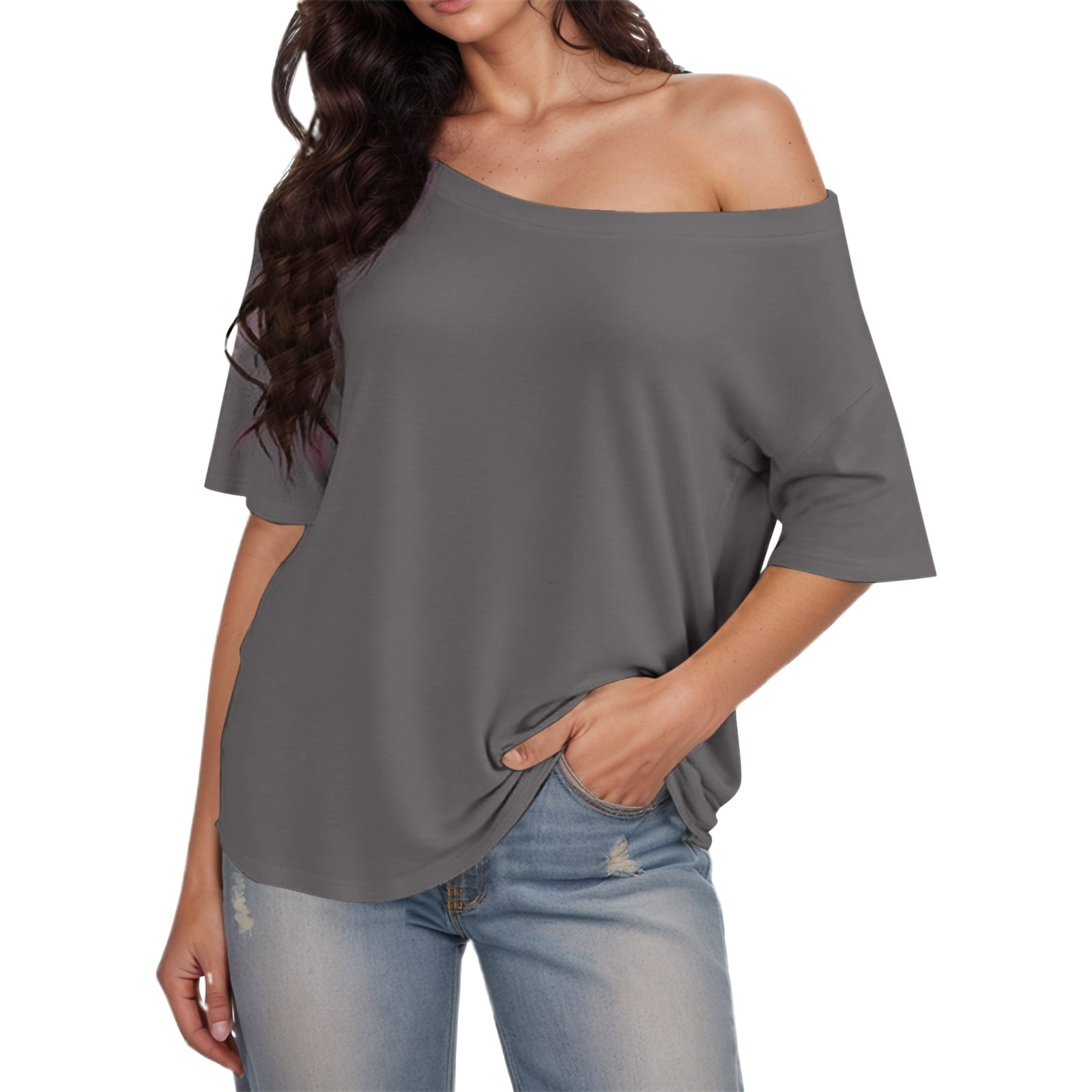 Slqdgmryz Women's Raglan Short Sleeve Tunic Top - Crew Neck, Loose Fit, Cute Summer & Spring Blouse
