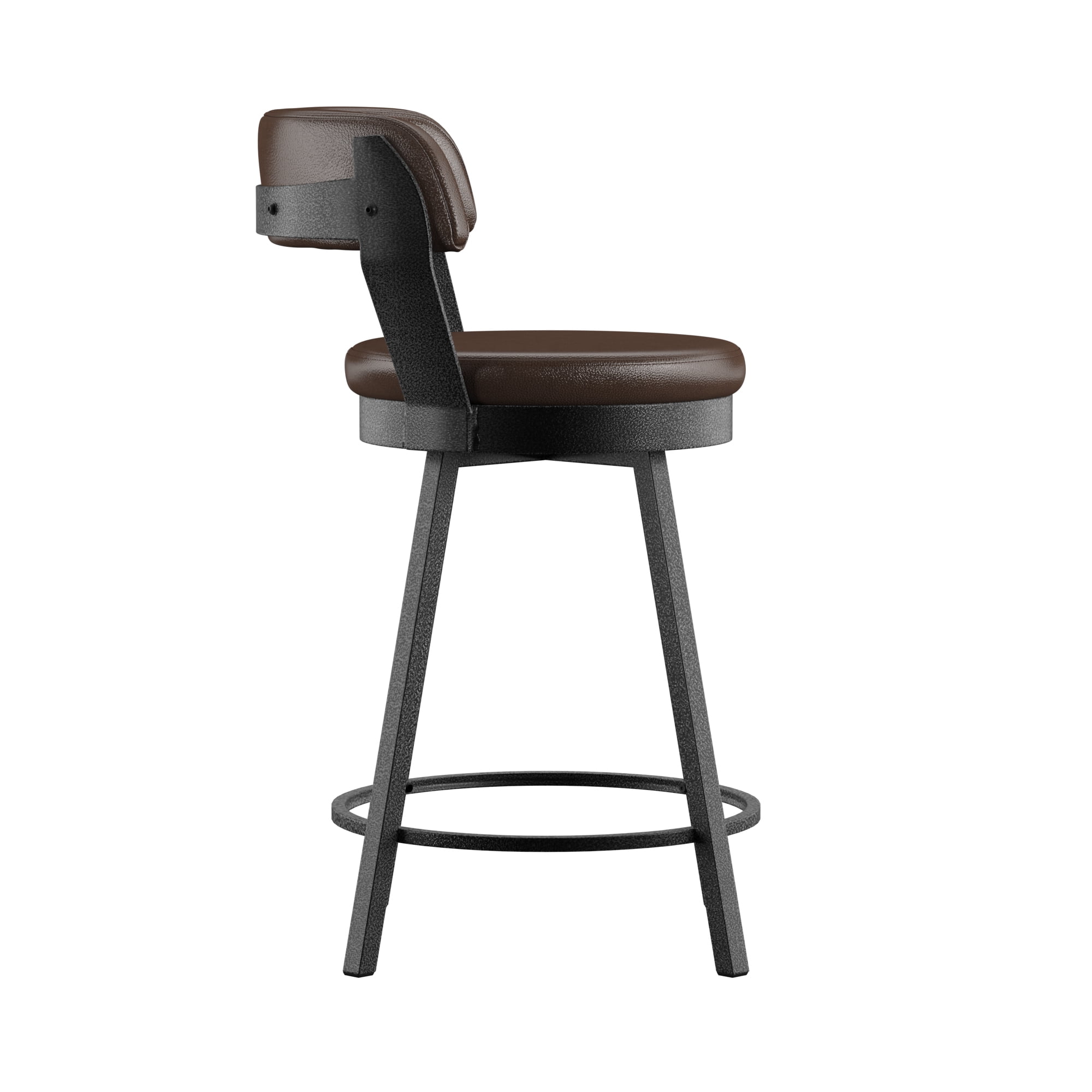 Weston Home Reinhold Round Swivel 24" Counter Stool, Brown (Set of 2)