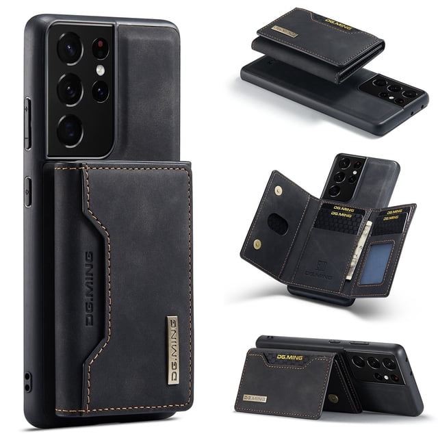 Funda de cuero de lujo con atracción magnética para teléfono, carcasa con tarjetero para Samsung Galaxy S23, S20, S21 FE, S22 Plus, Note 20 Ultra