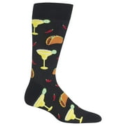 Hot Sox Mens Margaritas and Tacos Crew Socks, Mens Shoe Size 6-12.5, Black