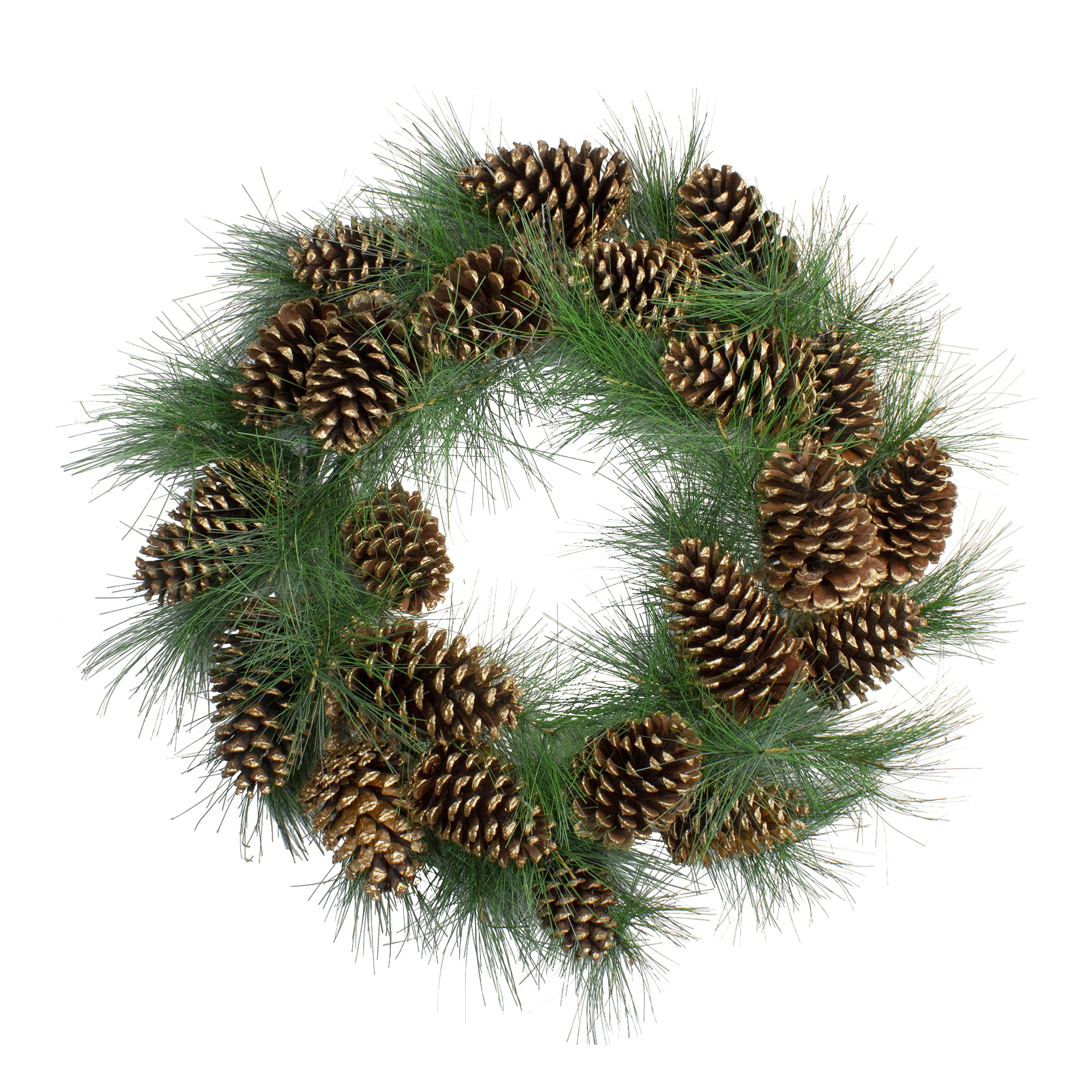 Admired By Nature GXW4926-NATURAL 140 Tips Christmas Wreath with Natural Pine Cone Green 