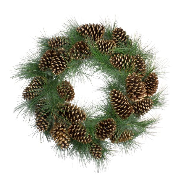 Long Needle Pine and Pine Cone Artificial Christmas Wreath 24Inch