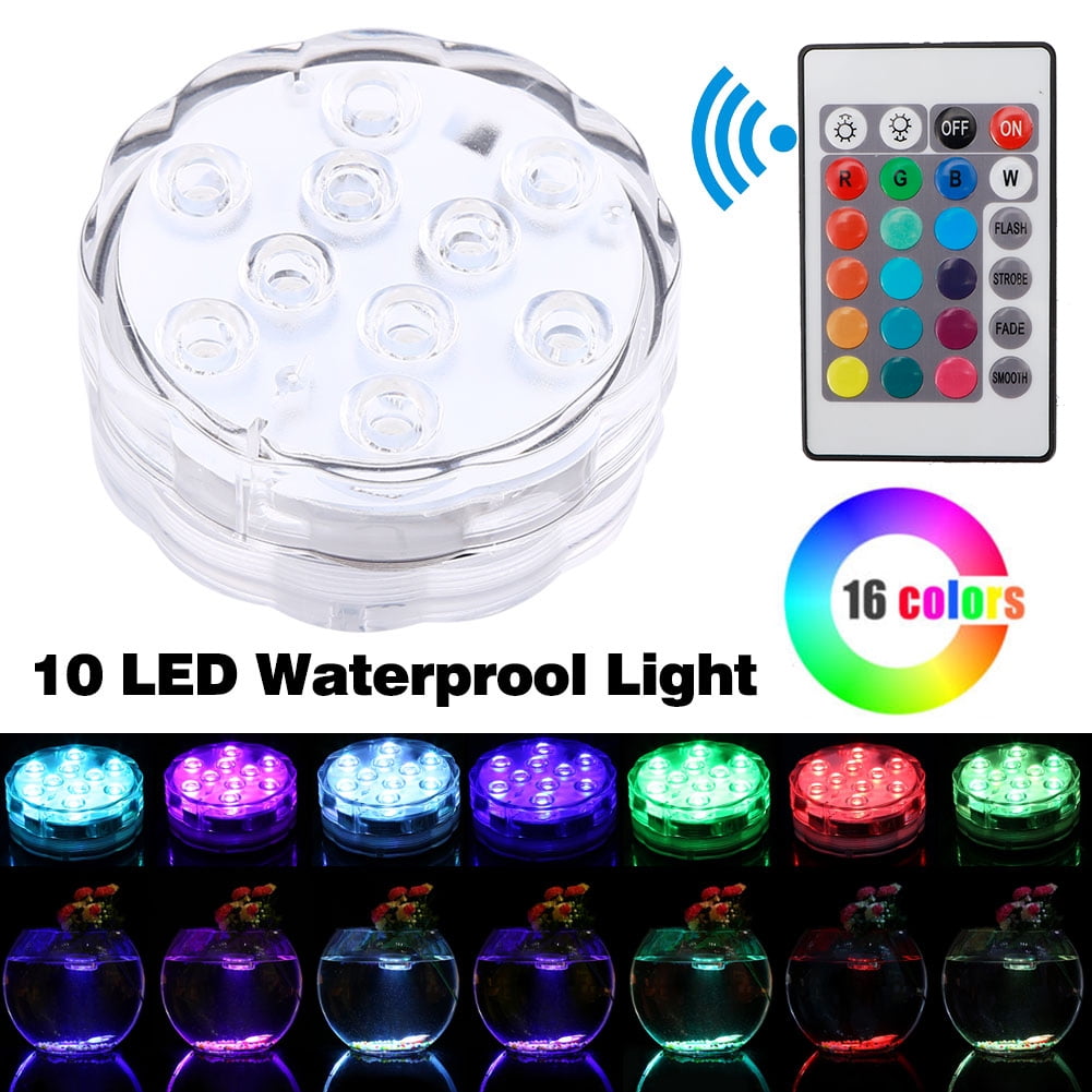 piscina LEDMOMO con telecomando a infrarossi per acquario Natale Halloween stagno Giardino Luce subacquea a LED giardino vaso 10 LED RGB impermeabile funzionamento a batteria festa