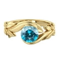 thumbnail image 1 of 14K Yellow Gold 1 CT Aquamarine Ring Flower Leaves Leaf, 1 of 7