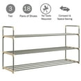 thumbnail image 3 of Somerset Home 3-Tier Stackable Shoe Rack Organizer - 40.9"x21.2" Shoe Shelf Organizer for 15 Pairs Sneakers, Heels, Boots (Gray), 3 of 8