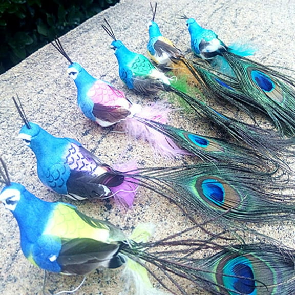 Peacock Artificial Foam Feathered Birds, Decorative Craft Long Tail Bird for Home Ornaments, Wedding Decor