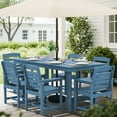 thumbnail image 2 of SERWALL Outdoor Dining Table, 67" Rectangle HDPE Dining Table with Umbrella Hole, Navy Blue, 2 of 9