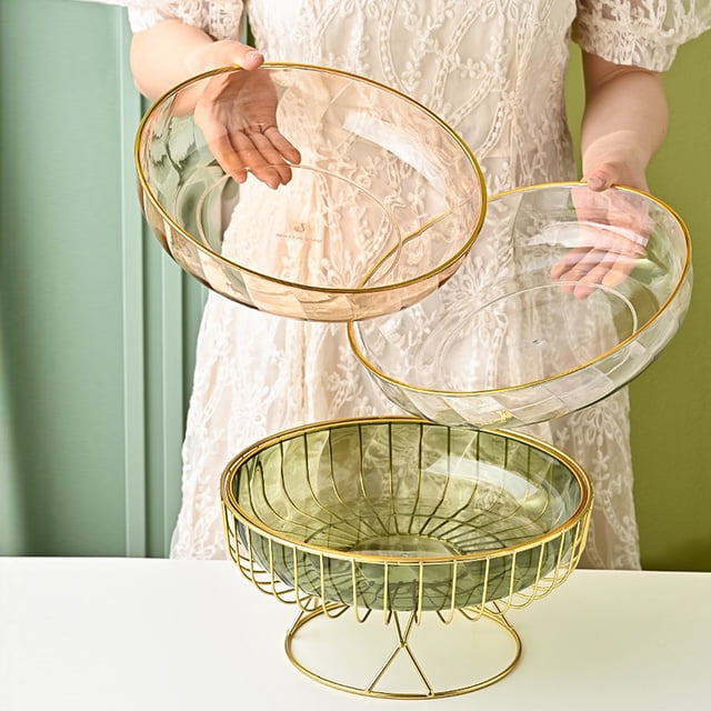 Elegante Frutero con Pedestal - Bandeja Decorativa con Base para Encimera de Cocina, Amarillo MNFD