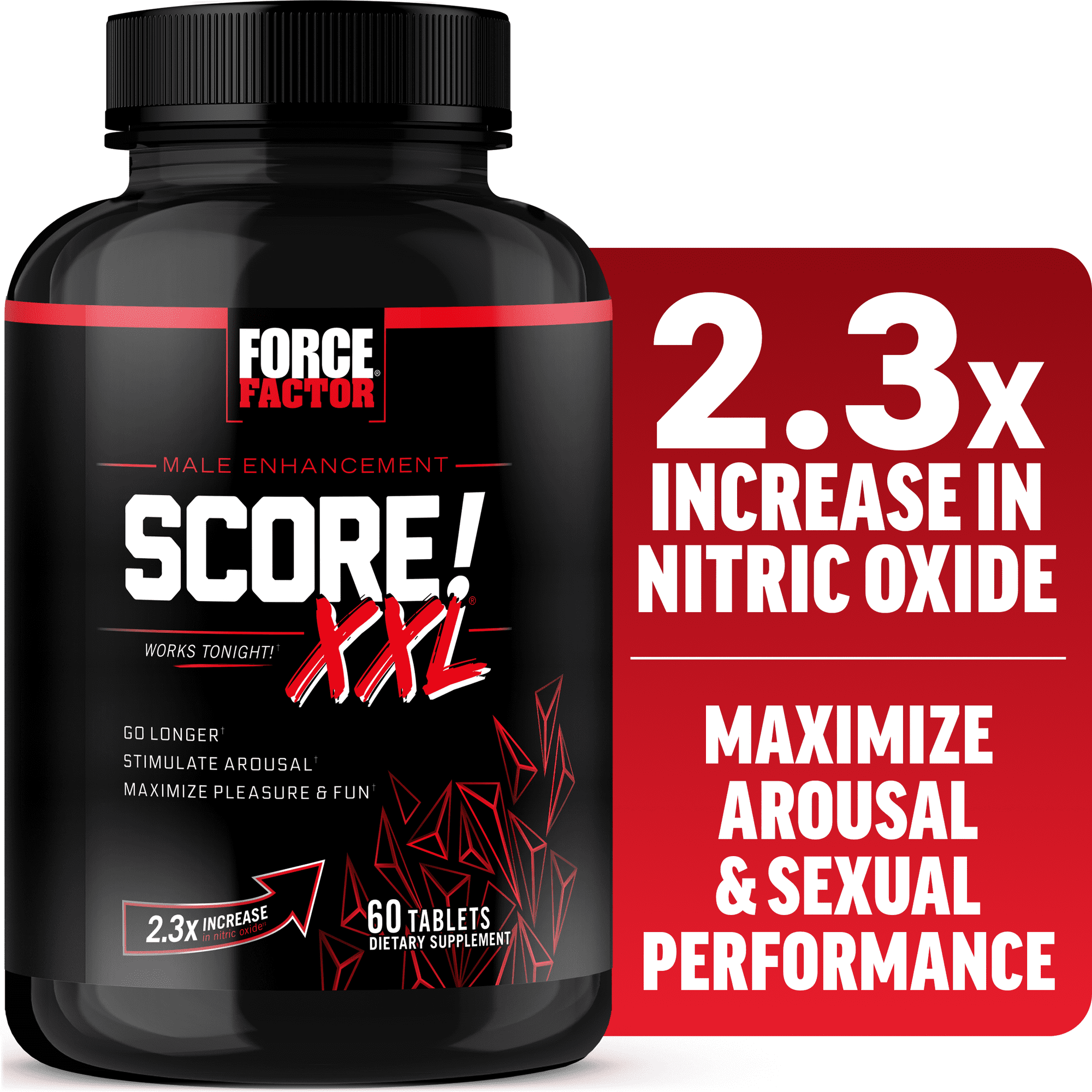 Force Factor SCORE! XXL, Nitric Oxide Booster for Men with L-Citrulline, Horny Goat Weed & Tribulus for Libido, Drive, Stamina & Energy, 60 Tablets