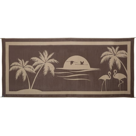 Ming's Mark TO8187 8' x 18' Tropical Oasis Mat, Brown/Beige