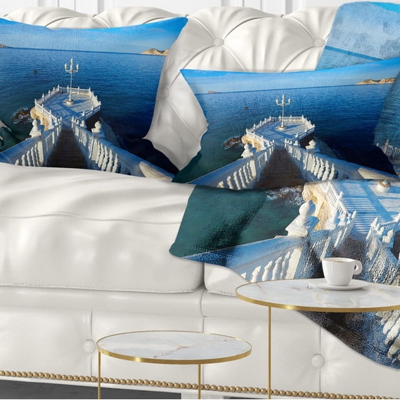 Designart Benidorm Mirador Del Castillo Lookout Point - Seascape Throw Pillow - 12x20