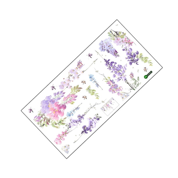 Wosthever Pegatina de pared de flores, calcomanía de estilo elegante, pintura autoadhesiva para el hogar, póster de fondo de sofá de PVC para telón de Decoración del hogar Wosthever HA079000-00