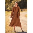 thumbnail image 6 of PRETTYGARDEN Women's Spring Fall Midi Dress Casual Long Sleeve V Neck Swiss Dot Pleated A Line Flowy Dresses, 6 of 6