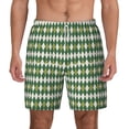 thumbnail image 2 of Picia Light Green Squares pattern Mens Swim Trunks with Compression Liner Stretch Beach Shorts Quick Dry with Zipper Pockets No-Chafing Board Shorts-Small, 2 of 9