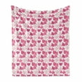 thumbnail image 1 of Vintage Valentine Soft Flannel Fleece Throw Blanket, Hand Drawn Irregular Hearts in Pink Color Palette, Cozy Plush for Indoor and Outdoor Use, 60" x 80", Pink and Rose, by Ambesonne, 1 of 5