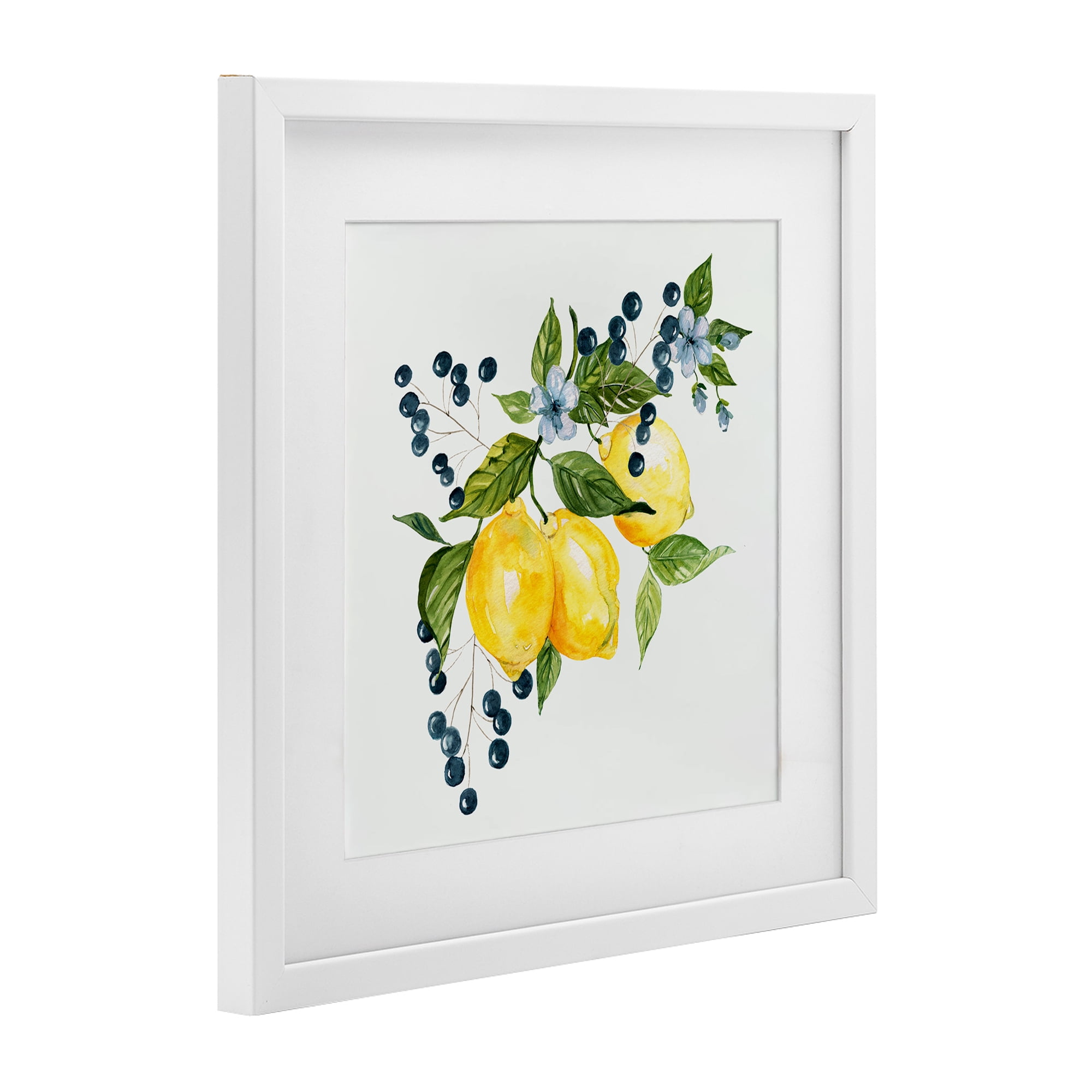 Stupell Industries Lemon Branch with Berries White Framed Print Under Glass, design by Livi Finn