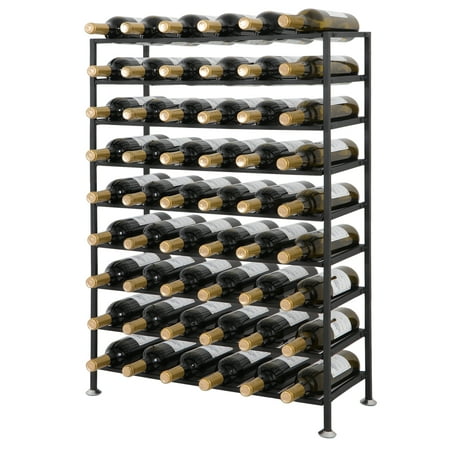 Zeny 54 Bottle Steel Wine Rack Free Standing Cellar Wine Storage Rack Organizer Shelves Kitchen Liquor Cabinet Wine Display Stand