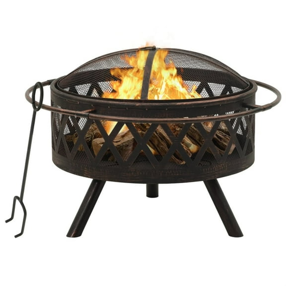 Casafoyer Rustic Fire Pit with Poker 29.9" XXL Steel