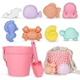thumbnail image 1 of Juego de juguetes de playa de silicona MarcZero Modern Baby de 11 piezas, color rosa melocotón, 1 of 9