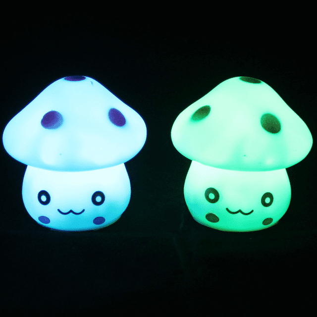 Luz de noche con forma de hongo, luz de hombrecito con forma de hongo, luz de noche colorida, luz de noche led, luz de hongo con expresión
