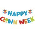 thumbnail image 1 of xianyou-Happy Clown Week Banner, National Clown Week Decorations, Carnival Party Decorations, Colorful Glitter, 1 of 4