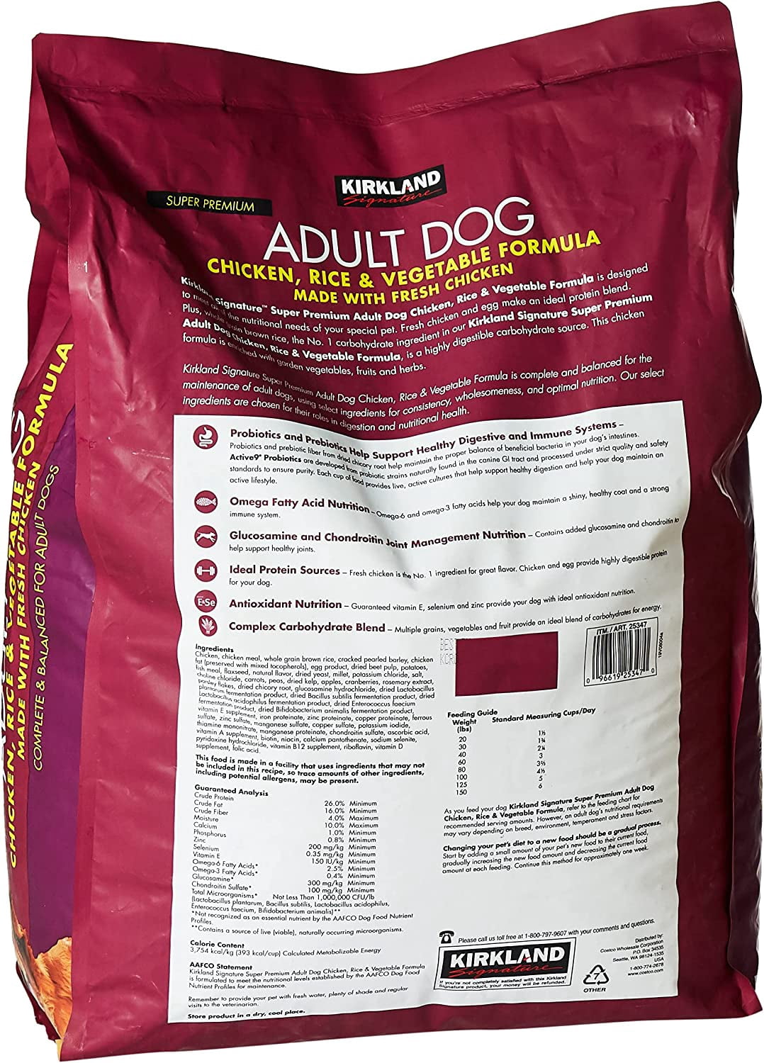 Kirkland Signature Super Premium Chicken, Rice & Vegetable Formula Adult Dog Food, 40 Lb