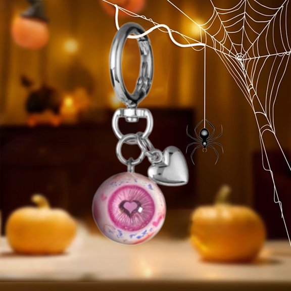 1 PC Goth Keychain Horror Eyeball Bag Charms Halloween Accessories Gothic Heart keychain Key Ring Decor Cool Purse Charms for Men Women
