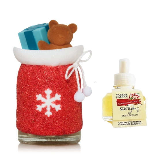 Yankee Candle Christmas Stocking Stuffer with Light Scentplug Diffuser and a Cookies for Santa Home Fragrance Electric Refill 2-pc Set