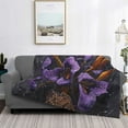 thumbnail image 2 of Qekee Ornate Purple Floral Vase Print Throw Blanket, Flannel Home Decor, All Season Reversible Sherpa Bedding-80"x60", 2 of 6