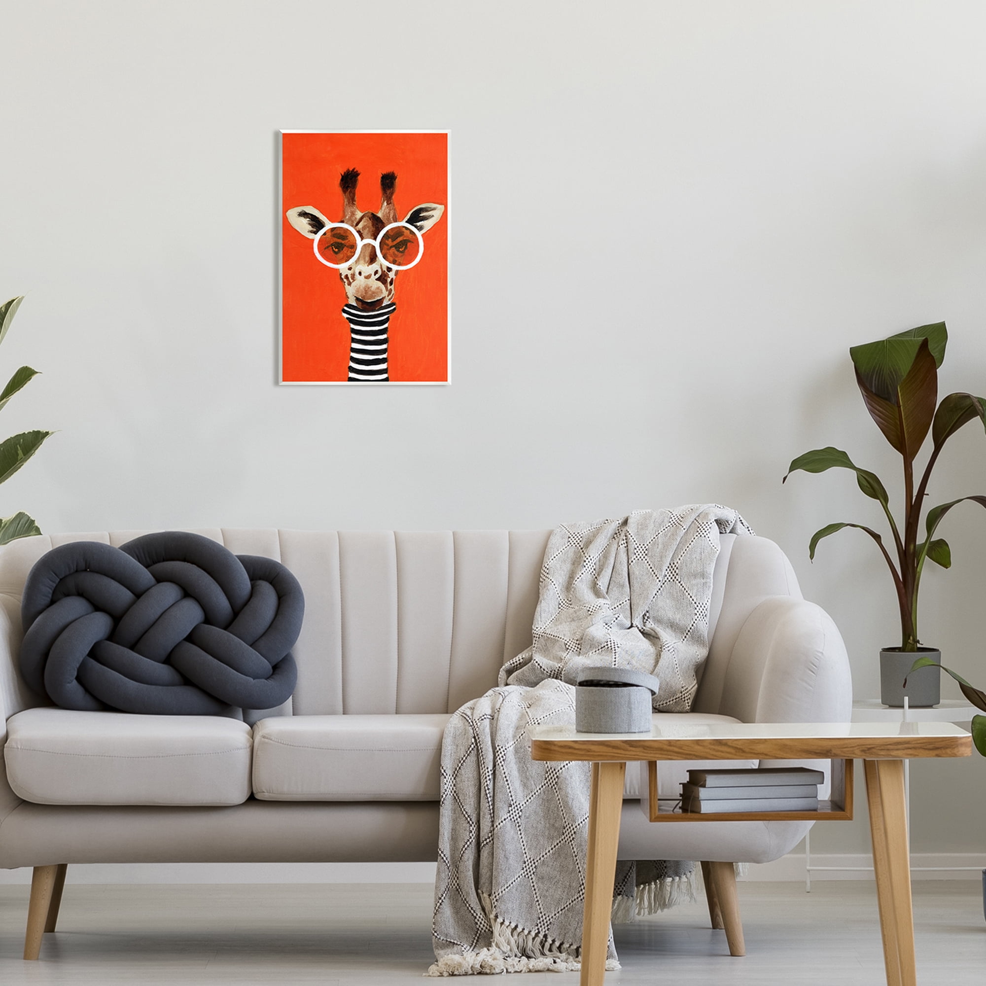 Stupell Industries Bold Giraffe Turtleneck & Glasses Animals & Insects Painting Unframed Art Print Wall Art
