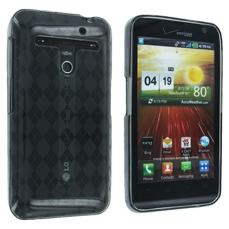 Smoke Checker - Smoke TPU Gummy Case Cover w/ Diamond/ Checker Design for LG Revolution 4G VS910